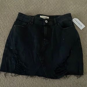 Black denim skirt